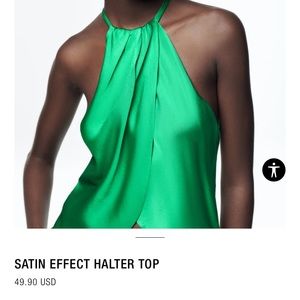Zara Green Satin Top sz XL